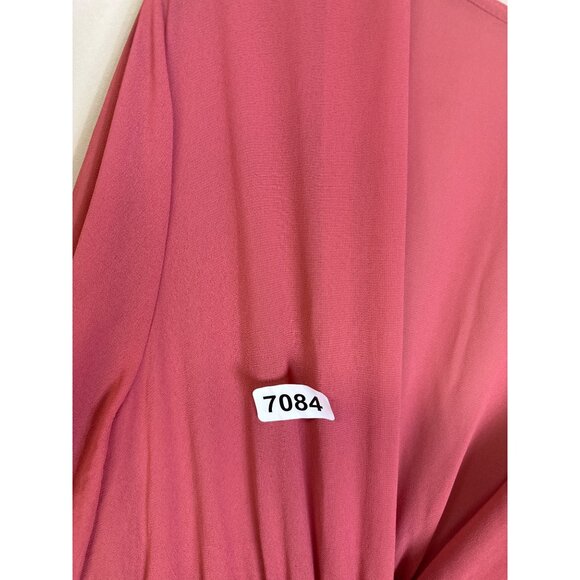 shein maxi dress deep vneck shirred smocked empire waist ruffled cuffs flowing m - Picture 2 of 8